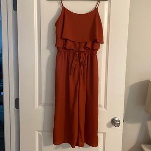 RUST ORANGE CROPPED JUMPSUIT